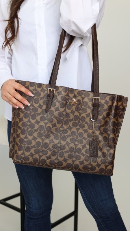 شنتة - COACH / Tote Bag ( لوغو بني غامق مع فاتح )
