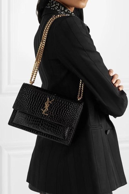 شنتة - YSL Sunset ( أسود / جلد تمساح )
