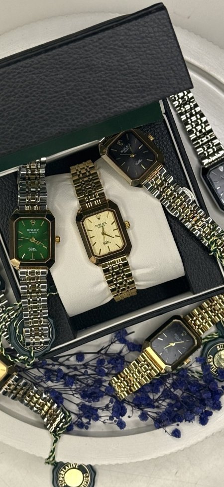 ساعة - Rolex مستطيل / الترند الشهيرة شامل علبة وكيس